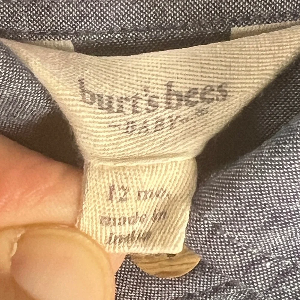 Burts Bees Baby Boys Blue Organic Cotton Chambray Button Down Shirt Sz 12 Months